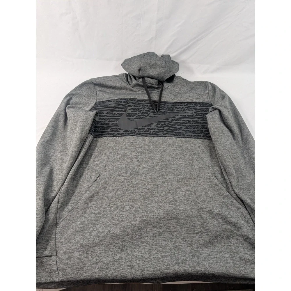 Nike Therma-Fit Camo Hoodie Men 2XL Gray Black Volt Swoosh French Terry Interior